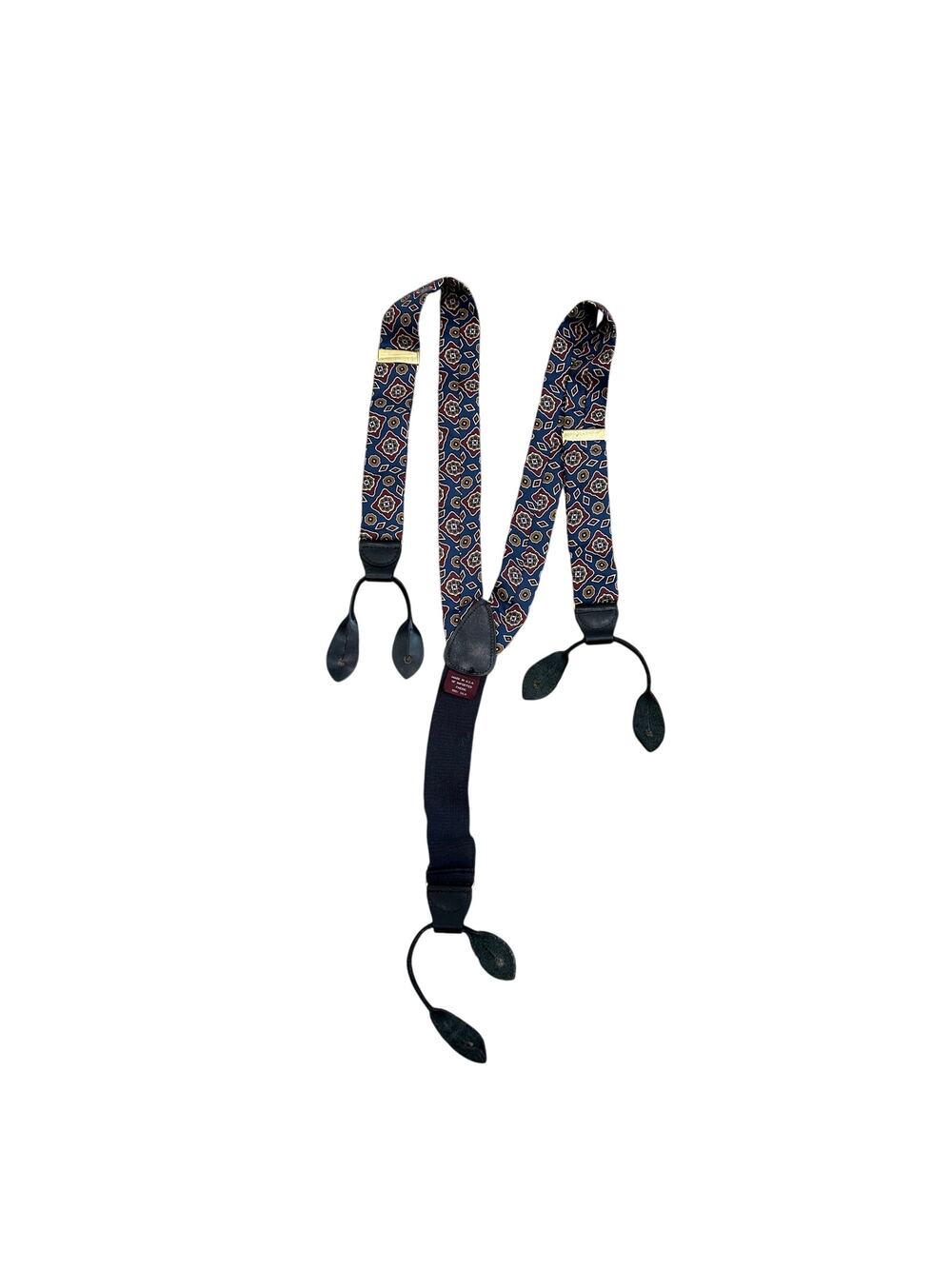 Vintage Rare Paisley 100% Silk suspenders - Made in USA